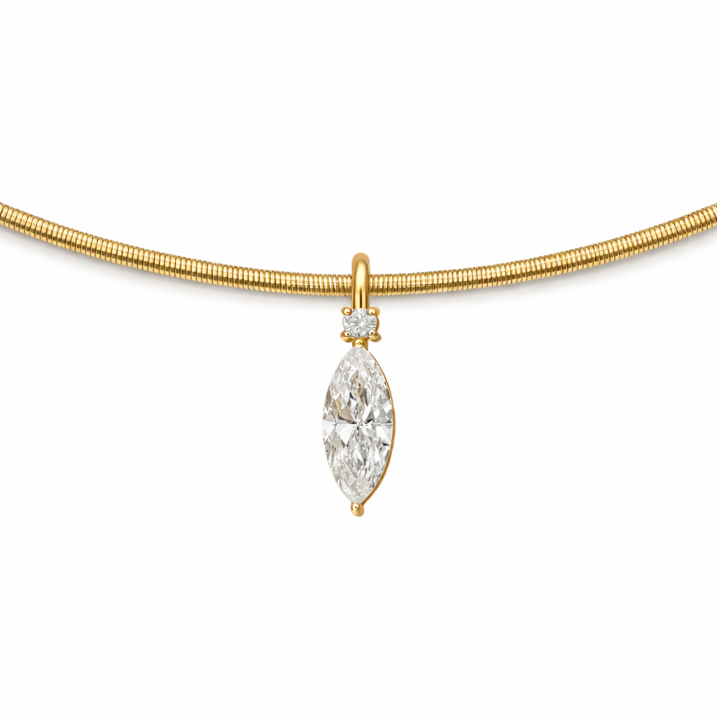 18k GOLD MARQUISE AND ROUND SHAPE DIAMOND