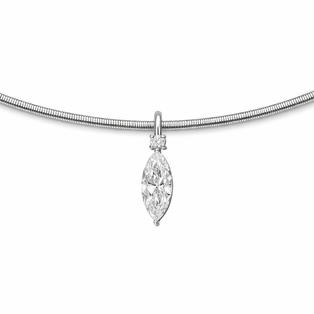 18k GOLD MARQUISE AND ROUND SHAPE DIAMOND