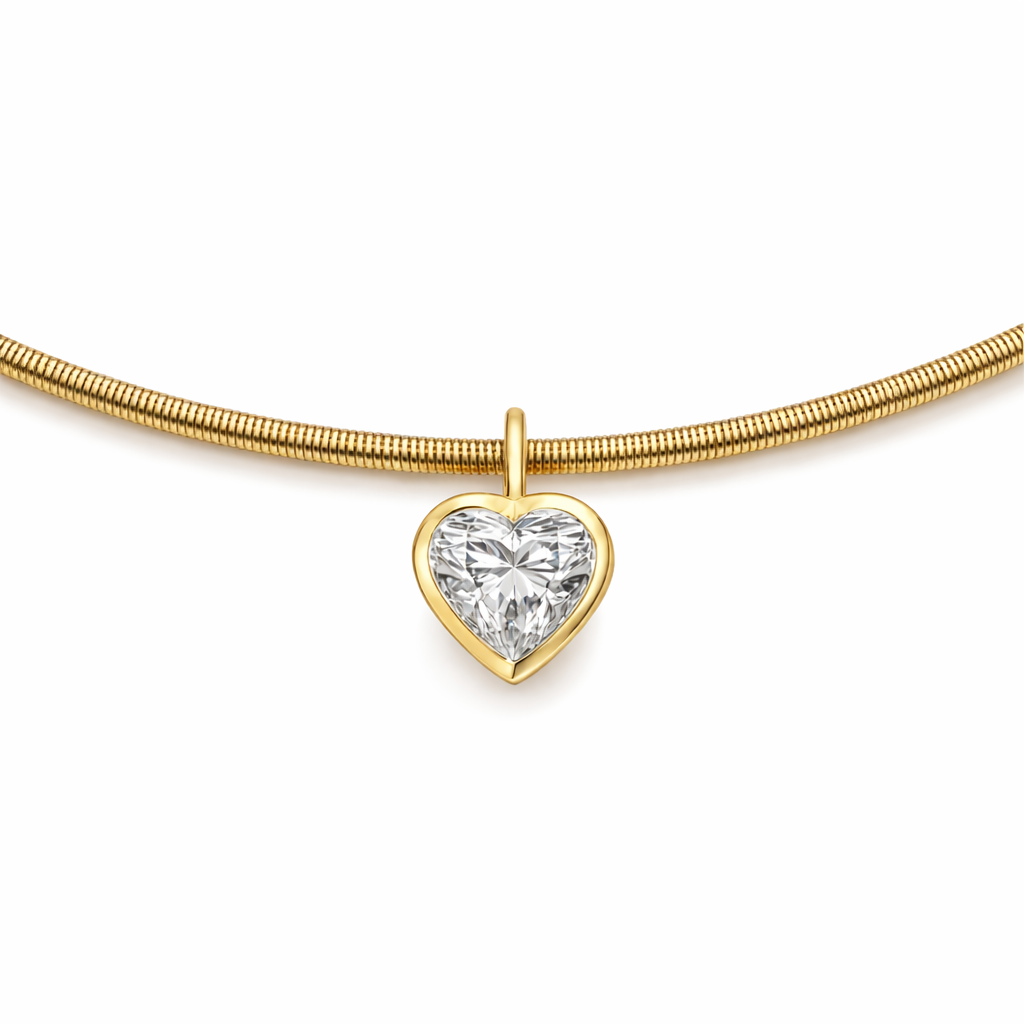 18k GOLD HEART SHAPE BEZEL DIAMOND